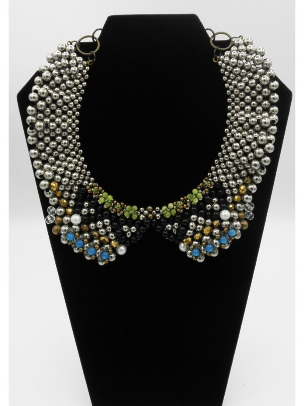 Bold Pam Hiran Anthropologie MultiColor Statement Beaded Collar Choker Necklace - Picture 1 of 8